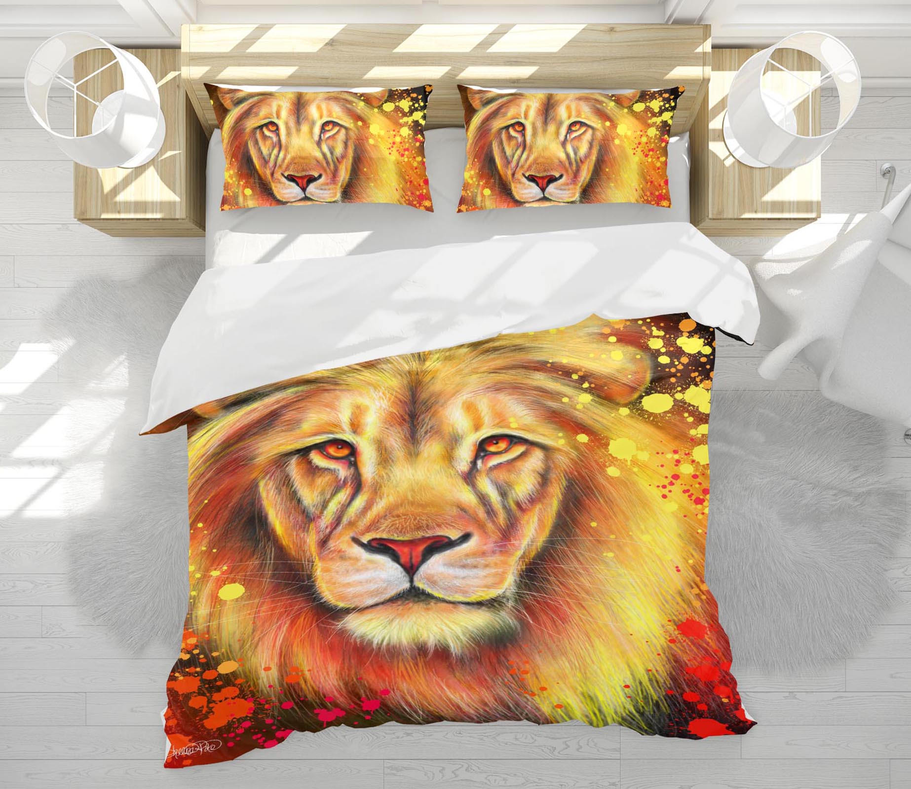 3D Watercolor Lion 8575 Sheena Pike Bedding Bed Pillowcases Quilt Cover Duvet Cover