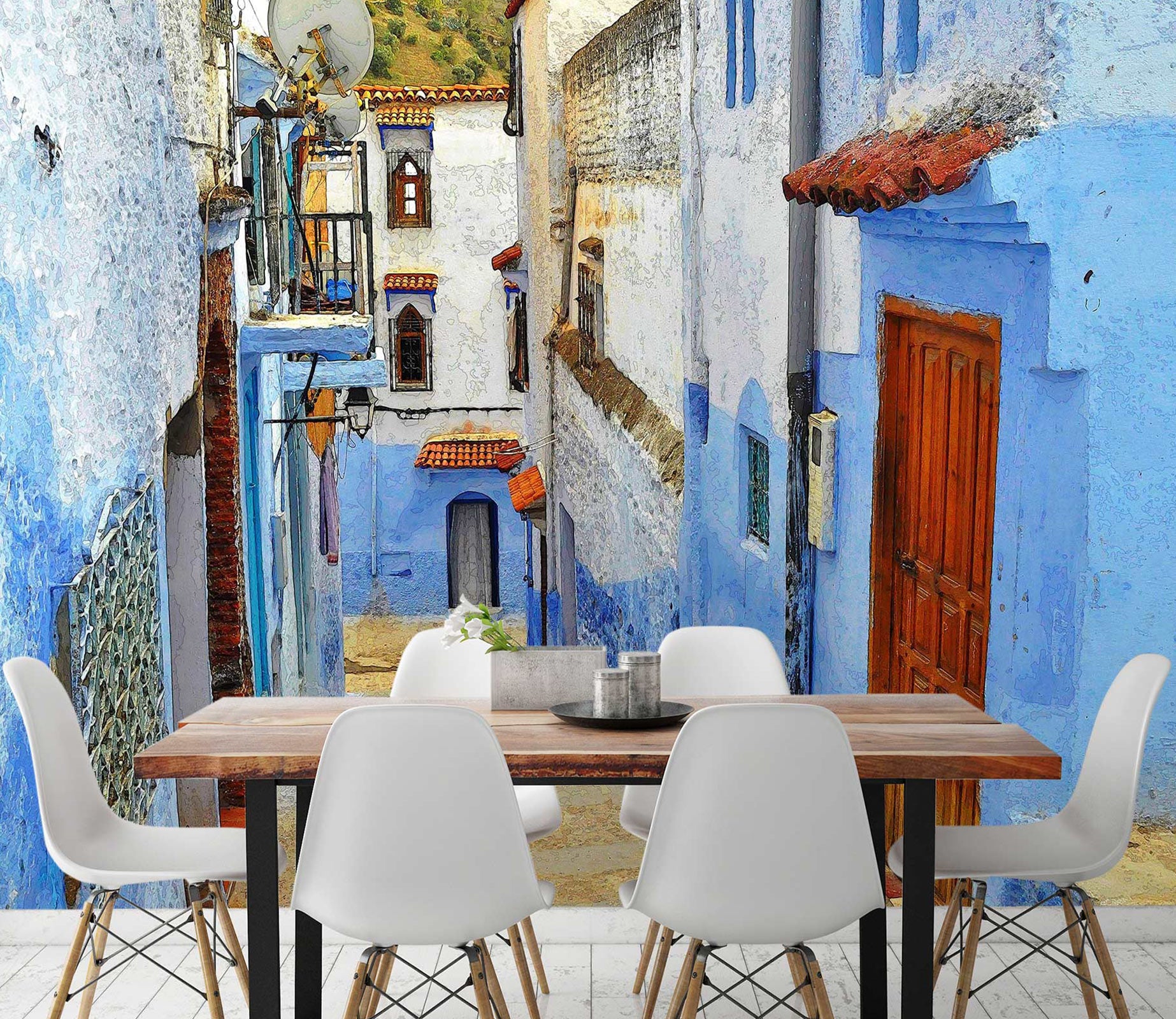 3D Blue White House Alley 90209 Alius Herb Wall Mural Wall Murals