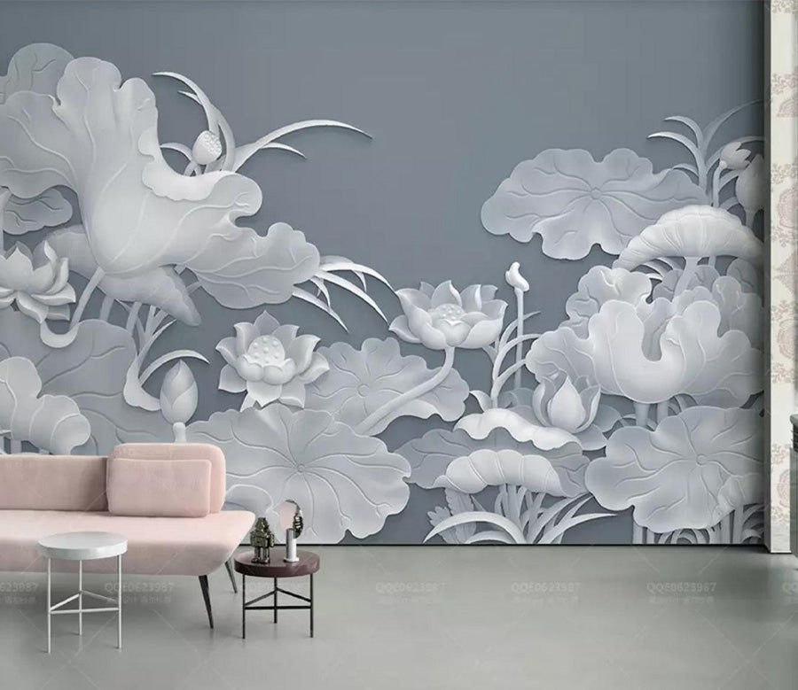 3D White Lotus WC760 Wall Murals