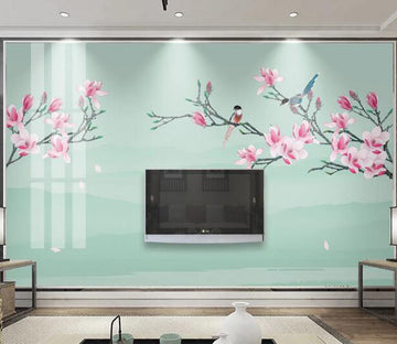 3D Pink Petal Bird WC2571 Wall Murals