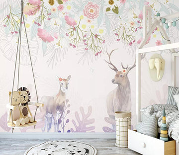 3D Fawn Flower 1490 Wall Murals Wallpaper AJ Wallpaper 2 