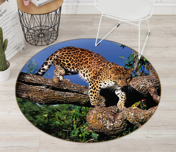 3D Trunk Leopard 82027 Animal Round Non Slip Rug Mat