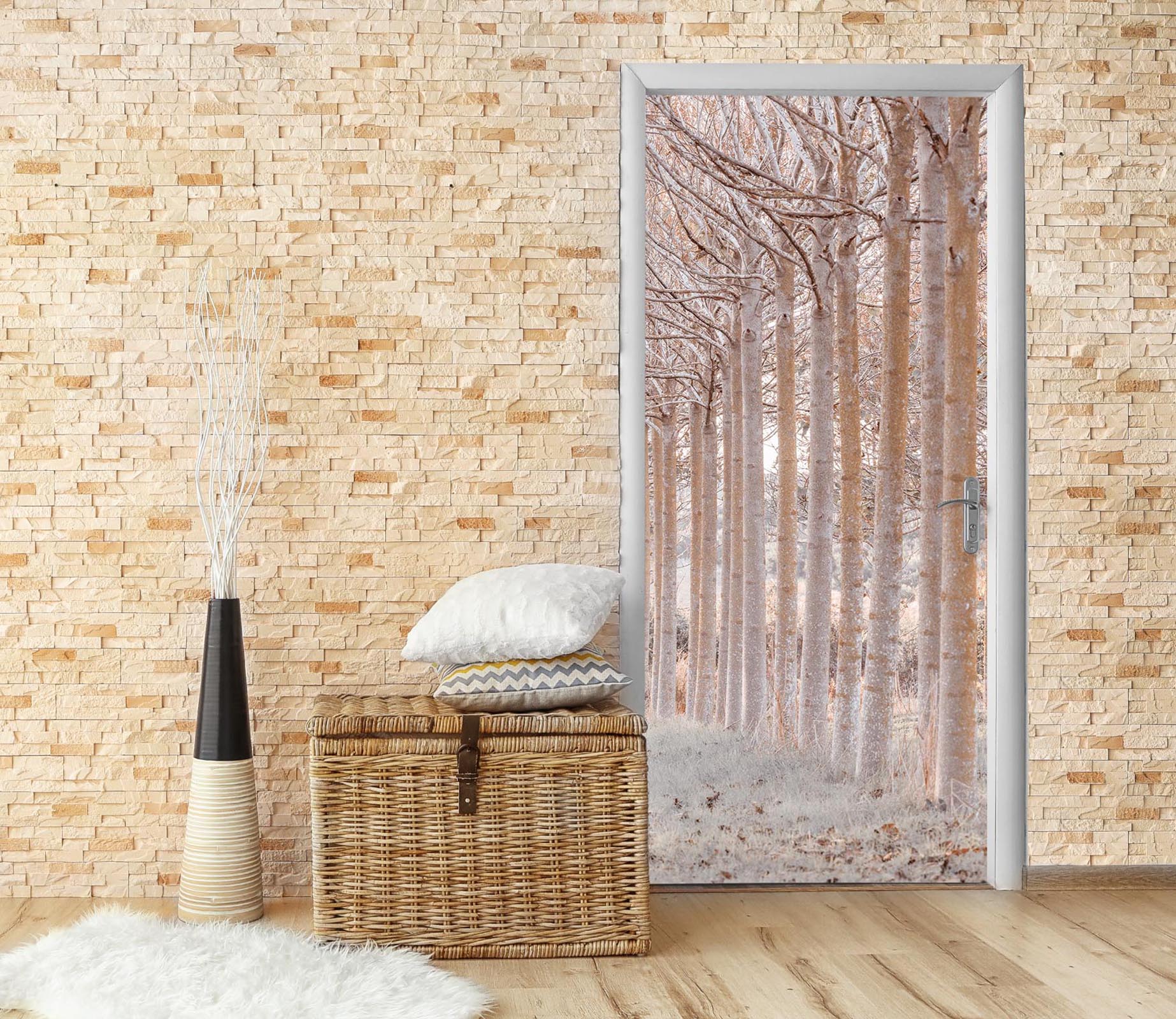 3D Birch Forest 5059 Assaf Frank Door Mural