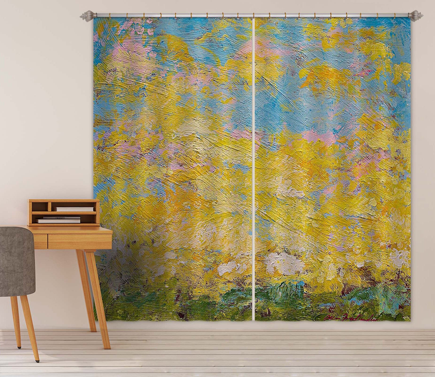 3D Yellow Graffiti 186 Allan P. Friedlander Curtain Curtains Drapes Curtains AJ Creativity Home 