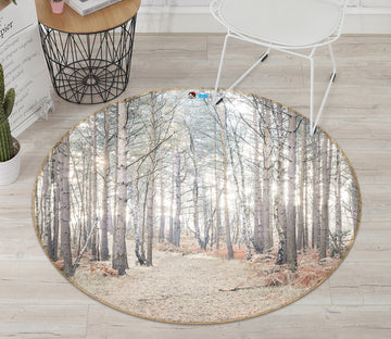 3D Winter Forest 7420 Assaf Frank Rug Round Non Slip Rug Mat