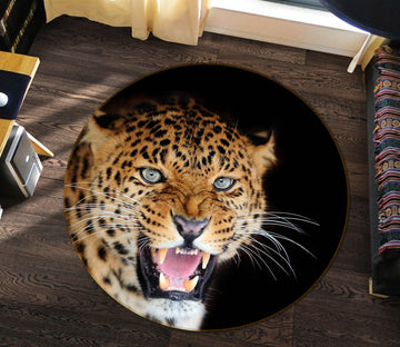 3D Leopard 38042 Animal Round Non Slip Rug Mat