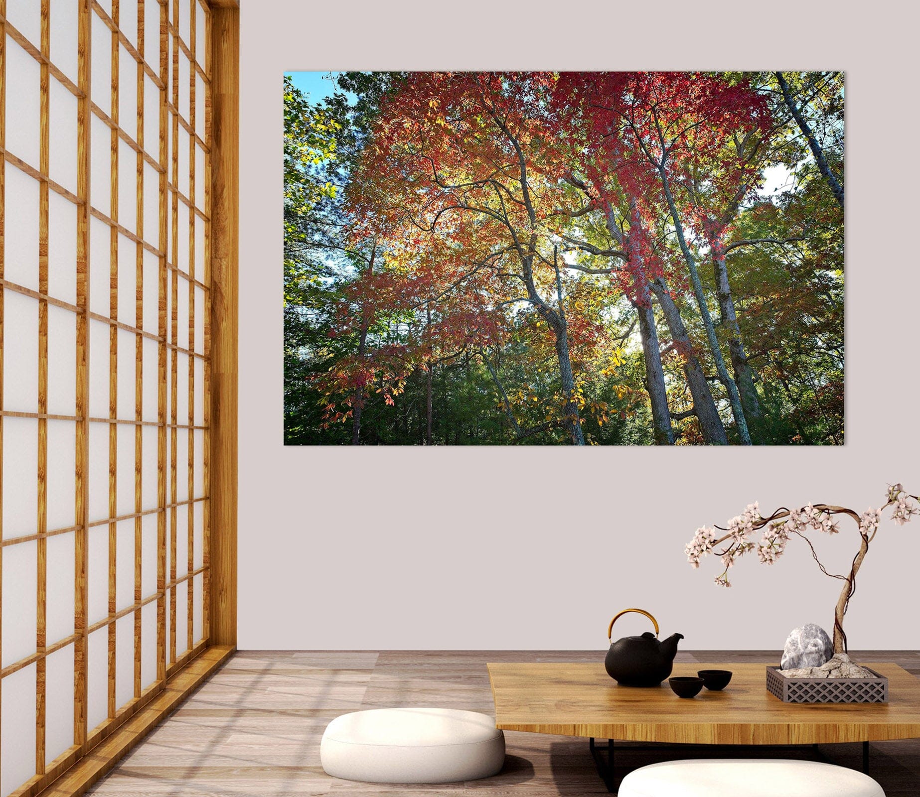 3D Forest Red Leaves 021 Kathy Barefield Wall Sticker Wallpaper AJ Wallpaper 2 