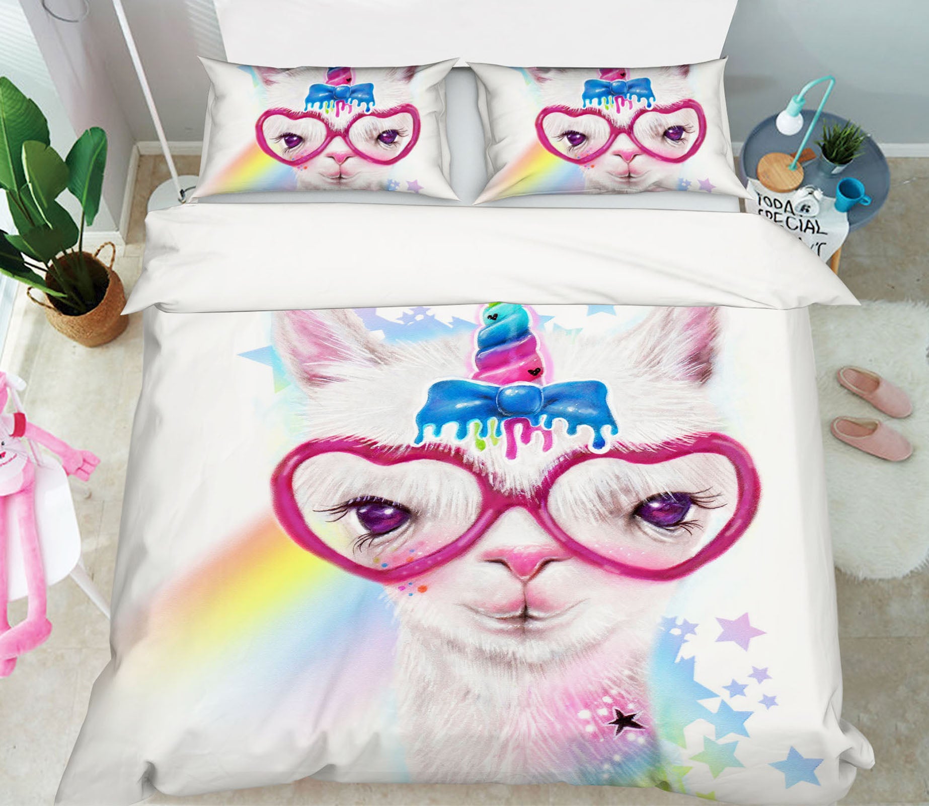 3D Rainbow Alpaca 8569 Sheena Pike Bedding Bed Pillowcases Quilt Cover Duvet Cover