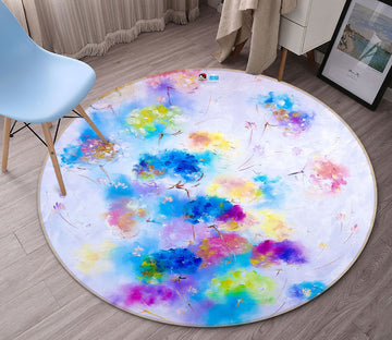 3D Colorful Flowers 899 Skromova Marina Rug Round Non Slip Rug Mat