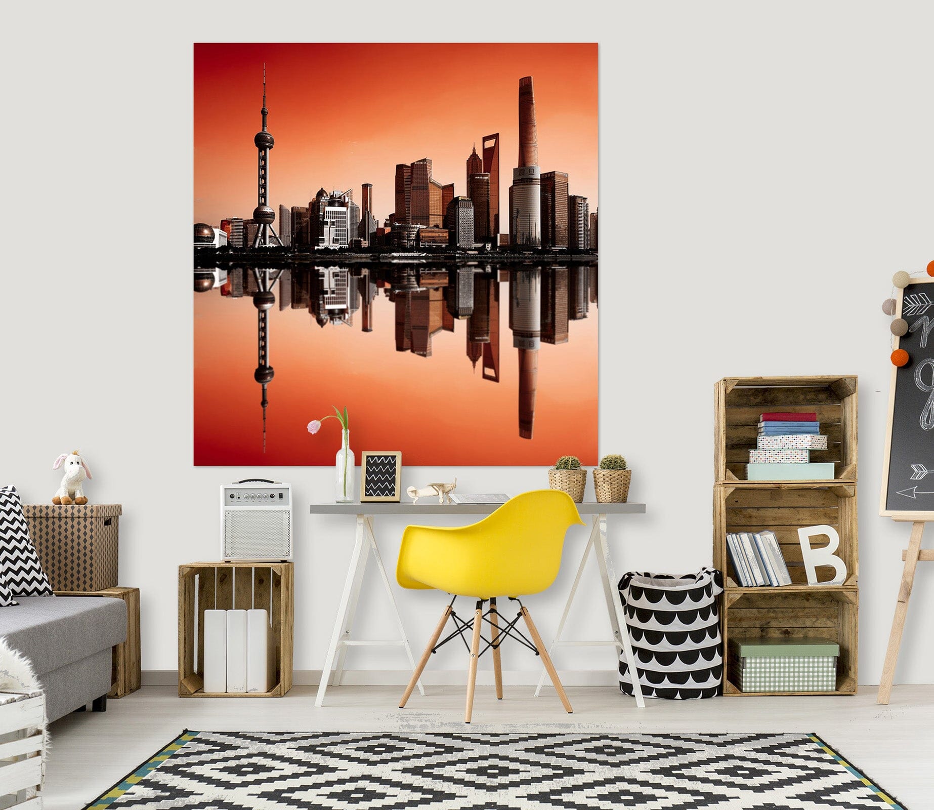 3D Sunset City 127 Marco Carmassi Wall Sticker Wallpaper AJ Wallpaper 2 