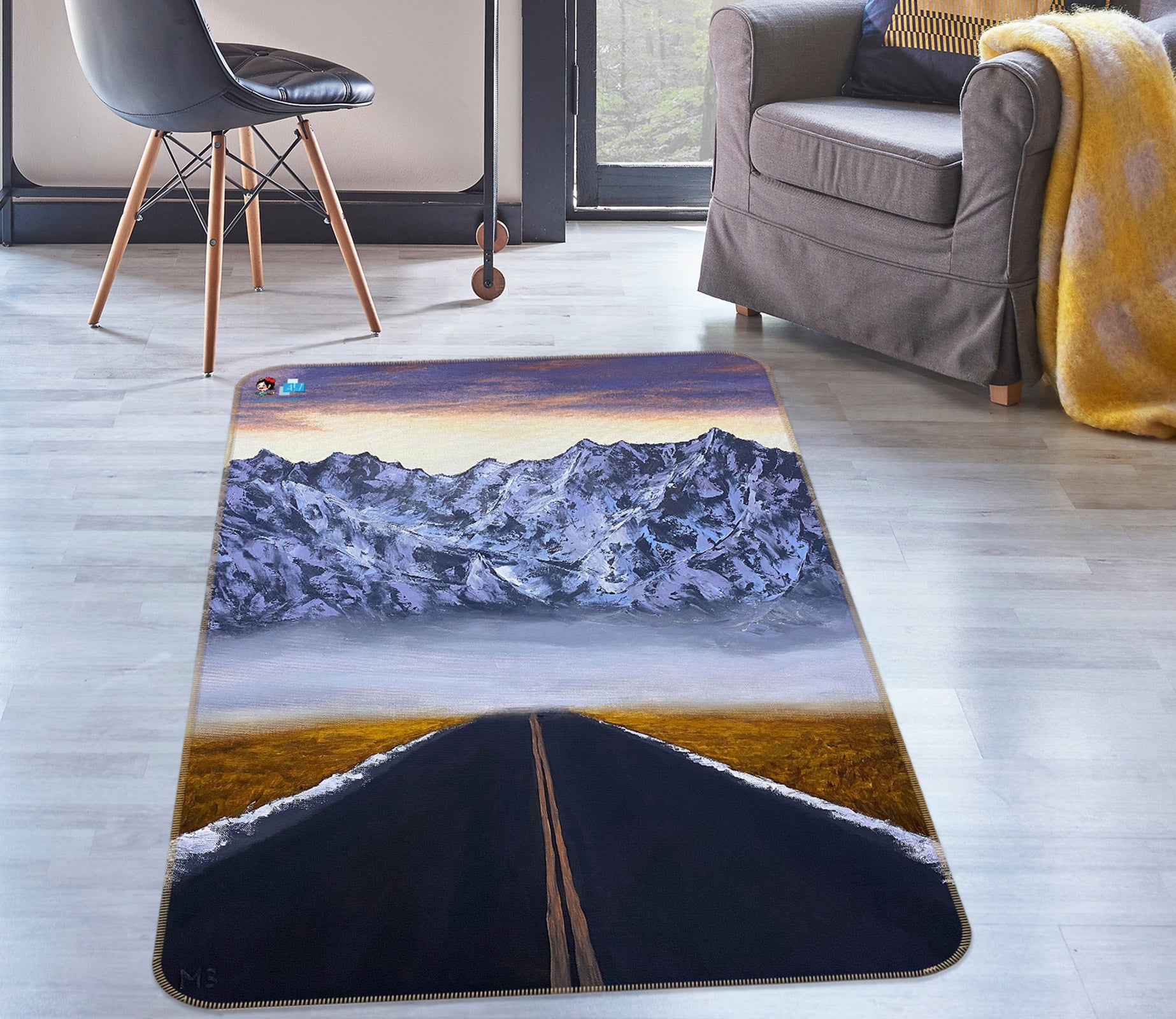 3D Snow Mountain Highway 9719 Marina Zotova Rug Non Slip Rug Mat