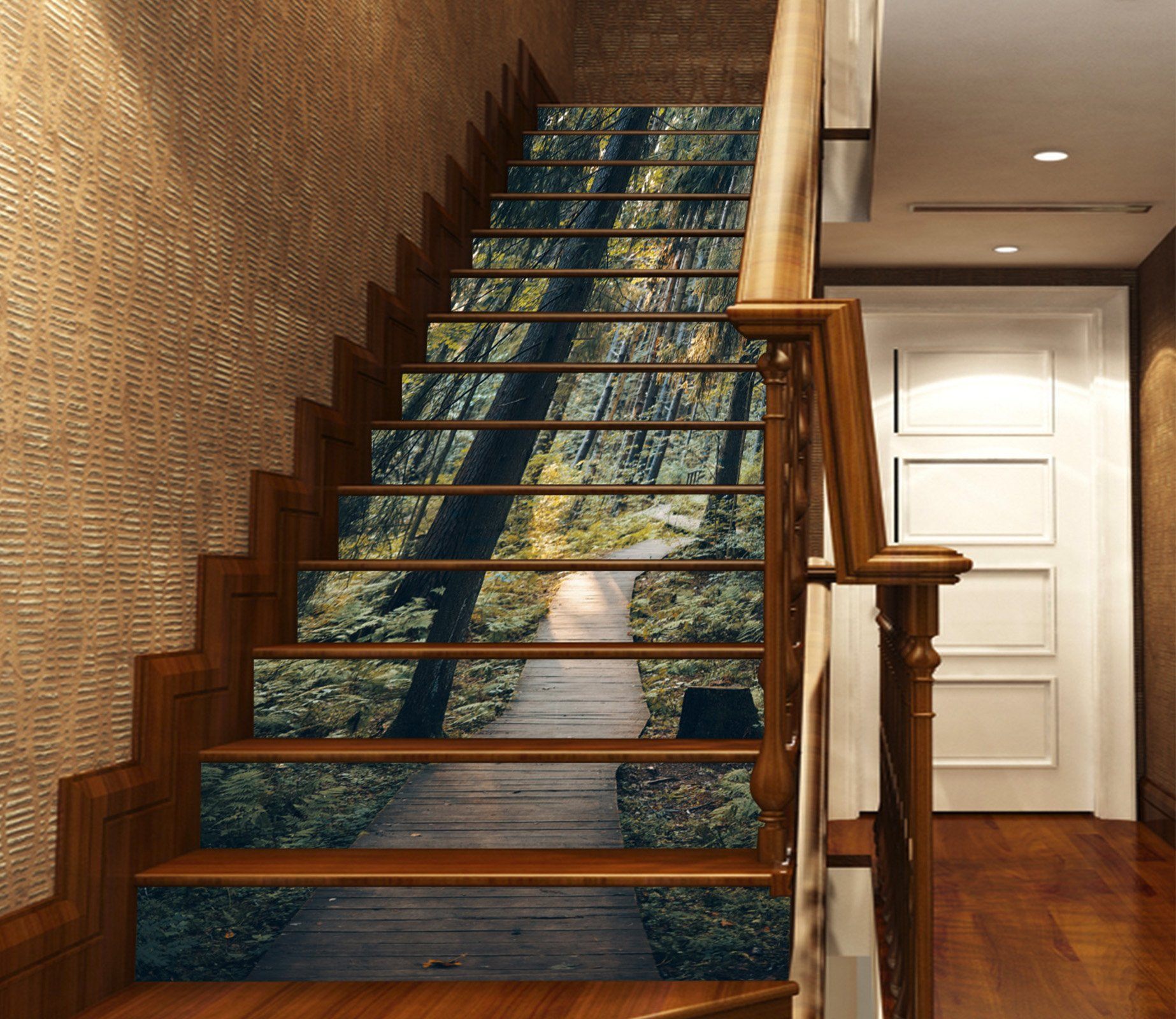 3D Forest Lane 3421 Stair Risers Wallpaper AJ Wallpaper 