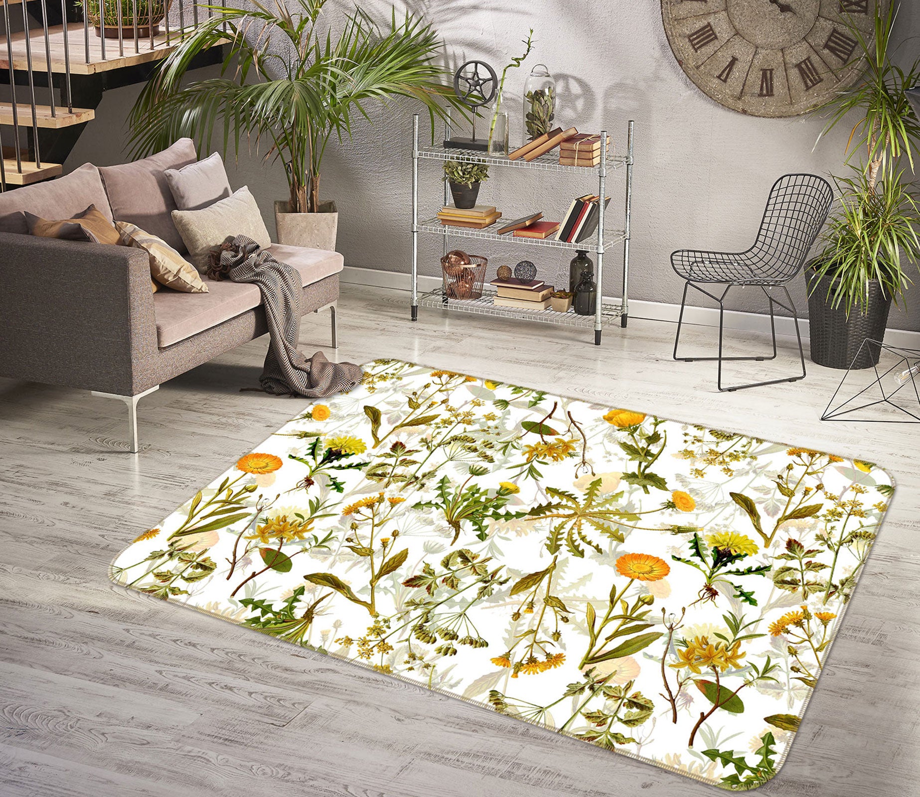 3D Yellow Chrysanthemum 110 Uta Naumann Rug Non Slip Rug Mat