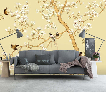 3D Flower Bird Yellow 022 Wall Murals Wallpaper AJ Wallpaper 2 