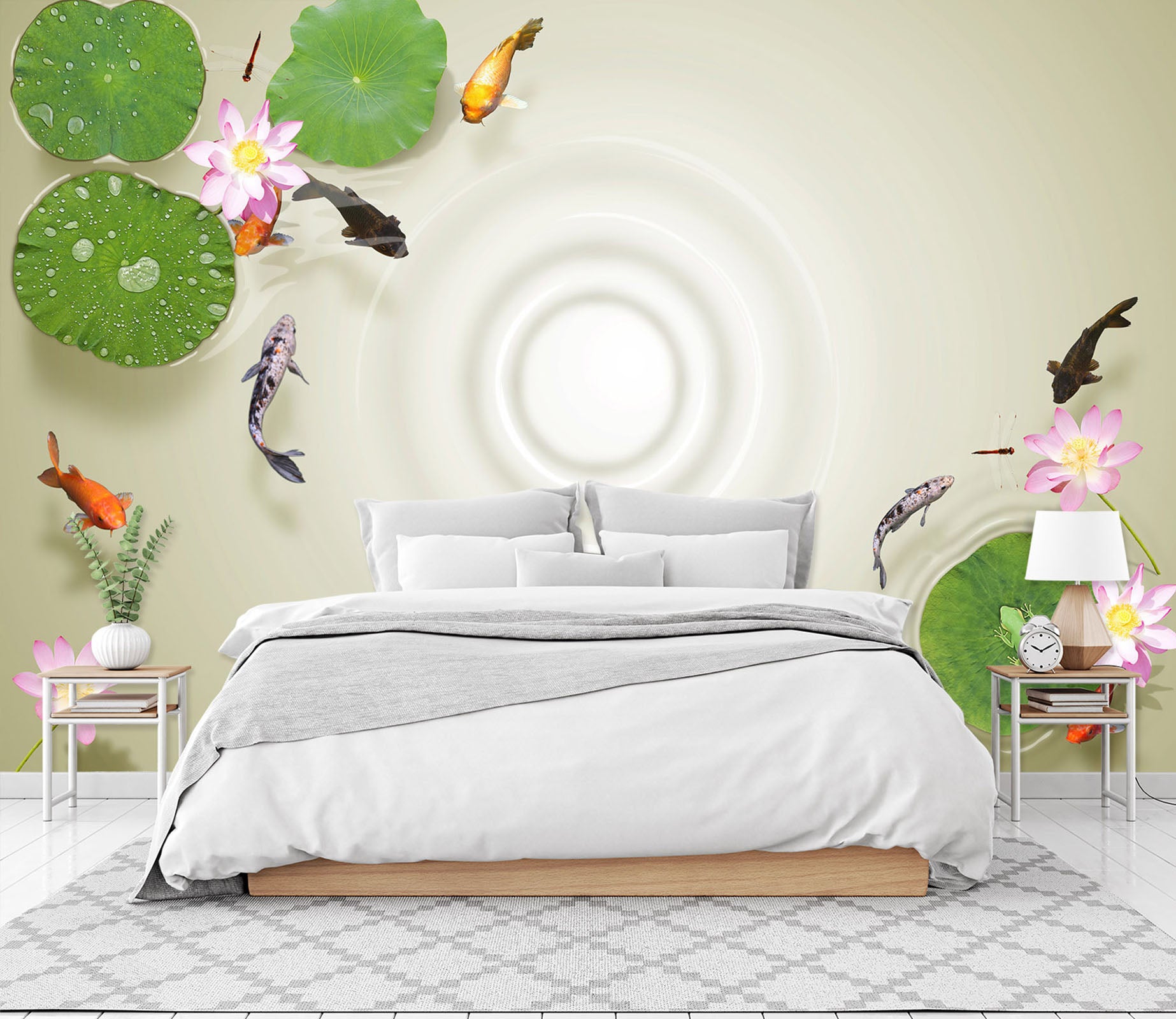 3D Lotus Pond 1611 Wall Murals