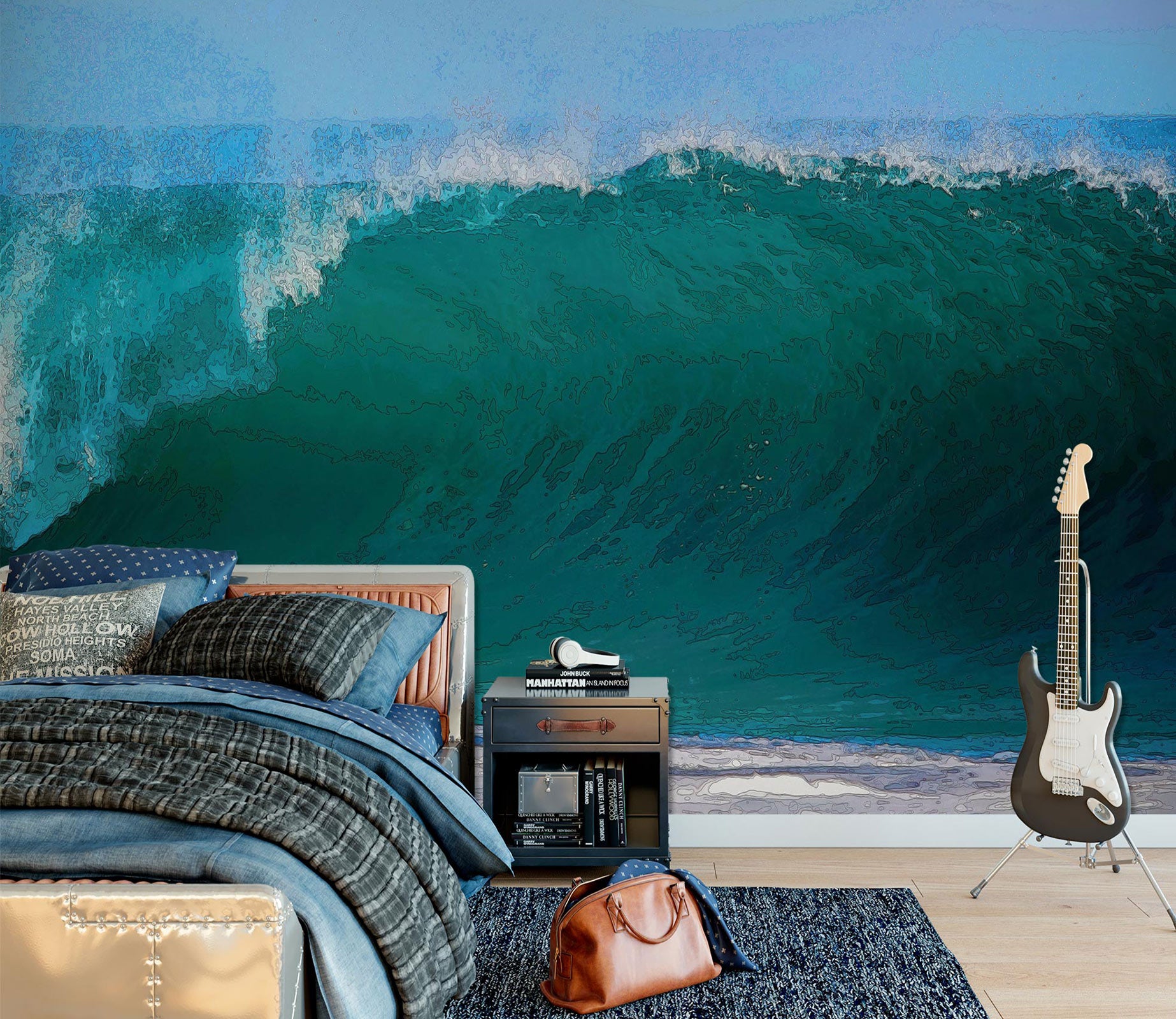 3D Ocean Waves 90216 Alius Herb Wall Mural Wall Murals