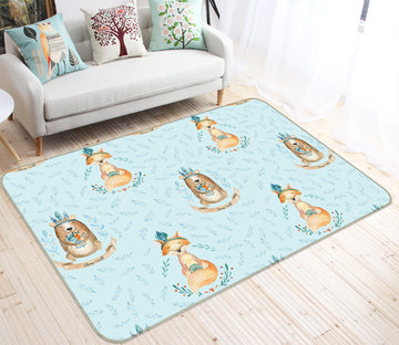 3D Fox Grass 022 Uta Naumann Rug Non Slip Rug Mat