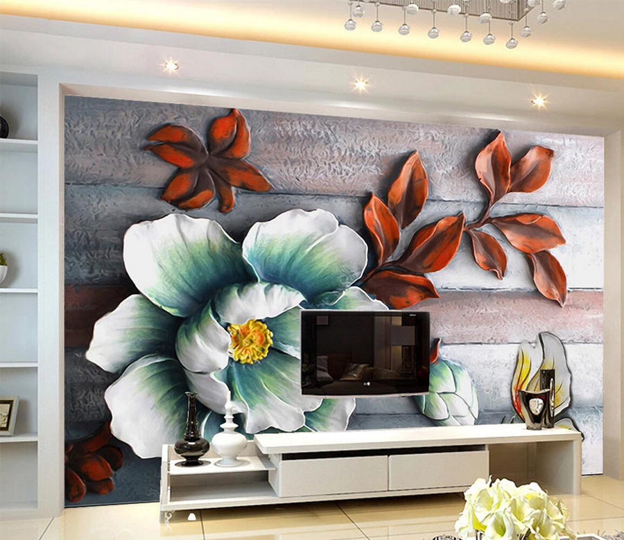 3D Green Flower WC640 Wall Murals