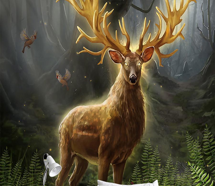 3D Golden Elk 201 Wall Murals Wallpaper AJ Wallpaper 2 