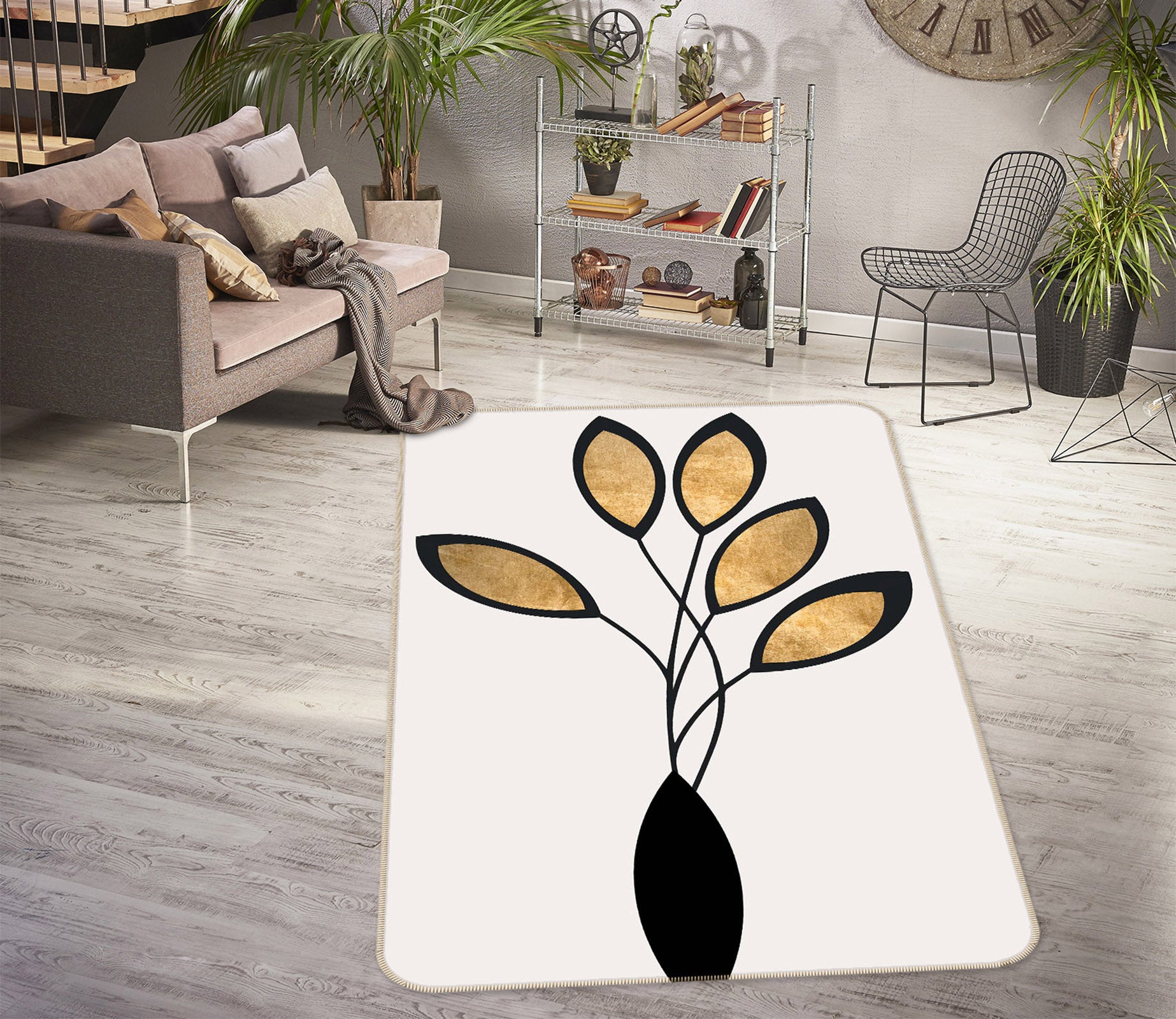 3D Golden Leaves 1024 Boris Draschoff Rug Non Slip Rug Mat