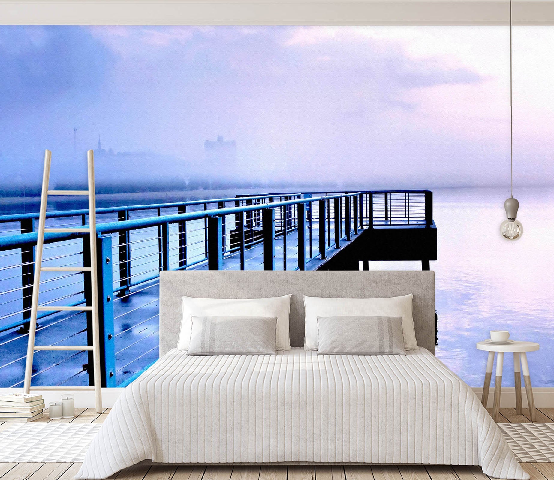 3D Blue Sky Bridge 026 Wall Murals