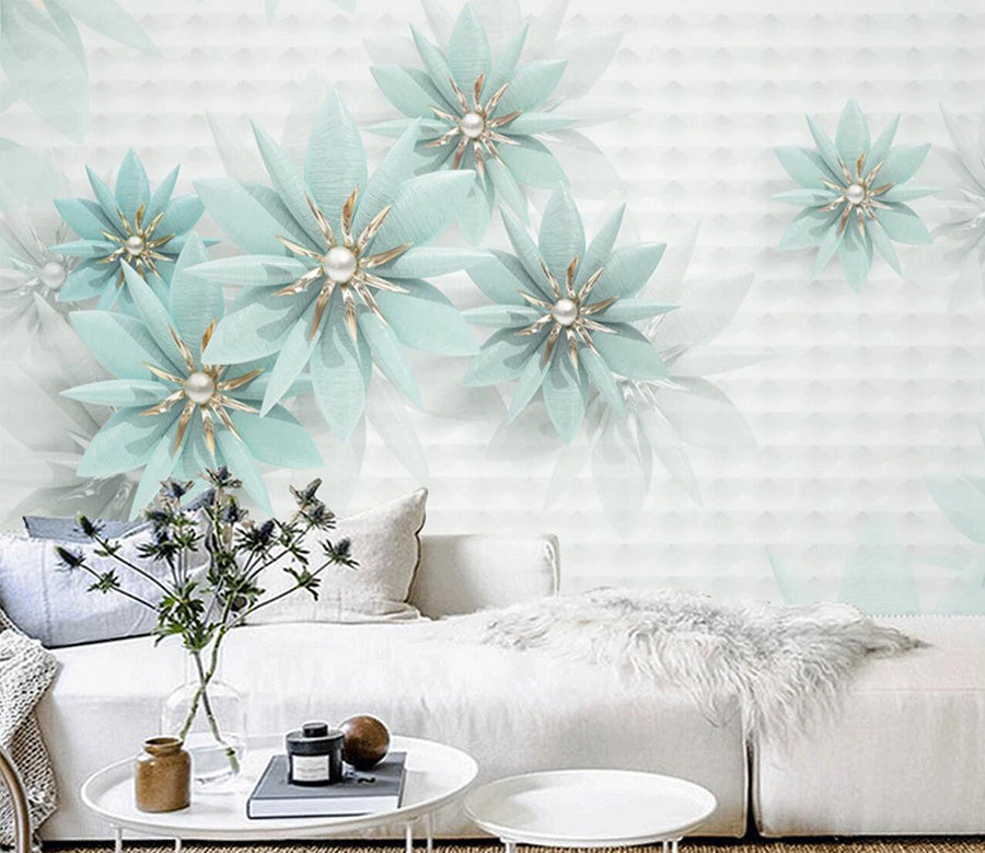 3D Green Bead Flower WC2766 Wall Murals