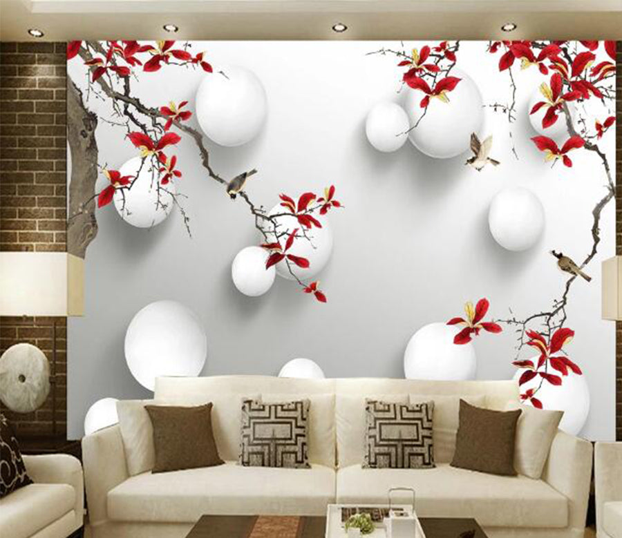 3D Red Flower WC1111 Wall Murals