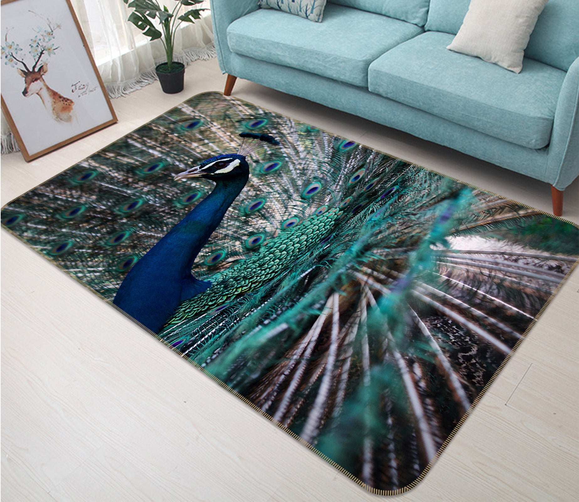 3D Peacocks 82139 Animal Non Slip Rug Mat