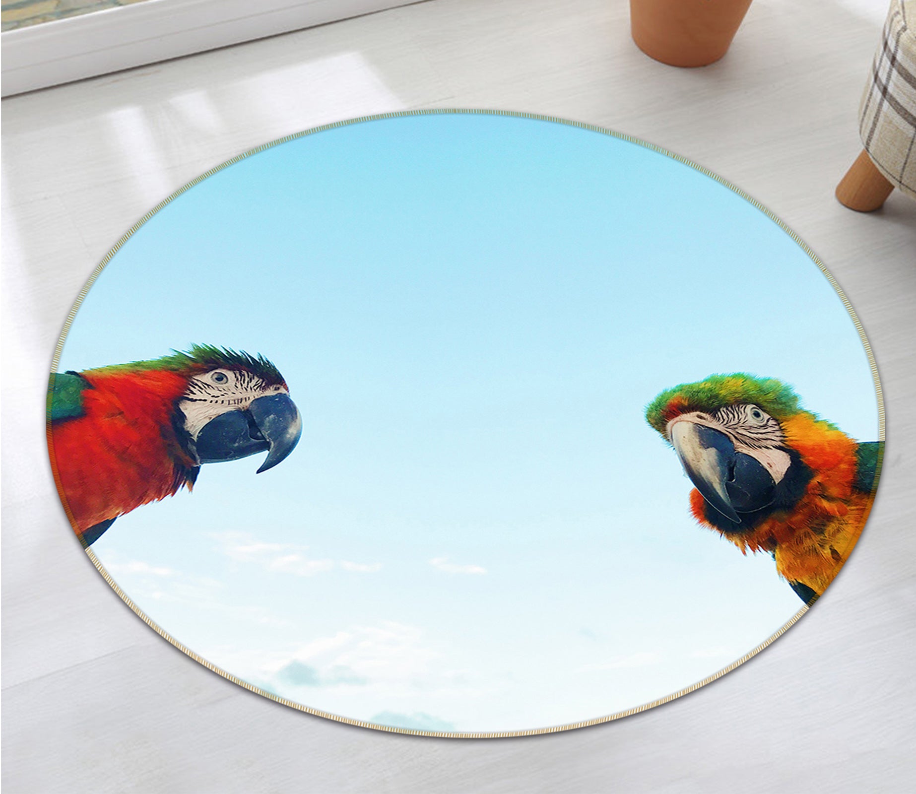 3D Parrot 82179 Animal Round Non Slip Rug Mat