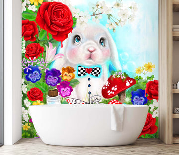 3D Mushroom Rose Bunny 8424 Sheena Pike Wall Mural Wall Murals