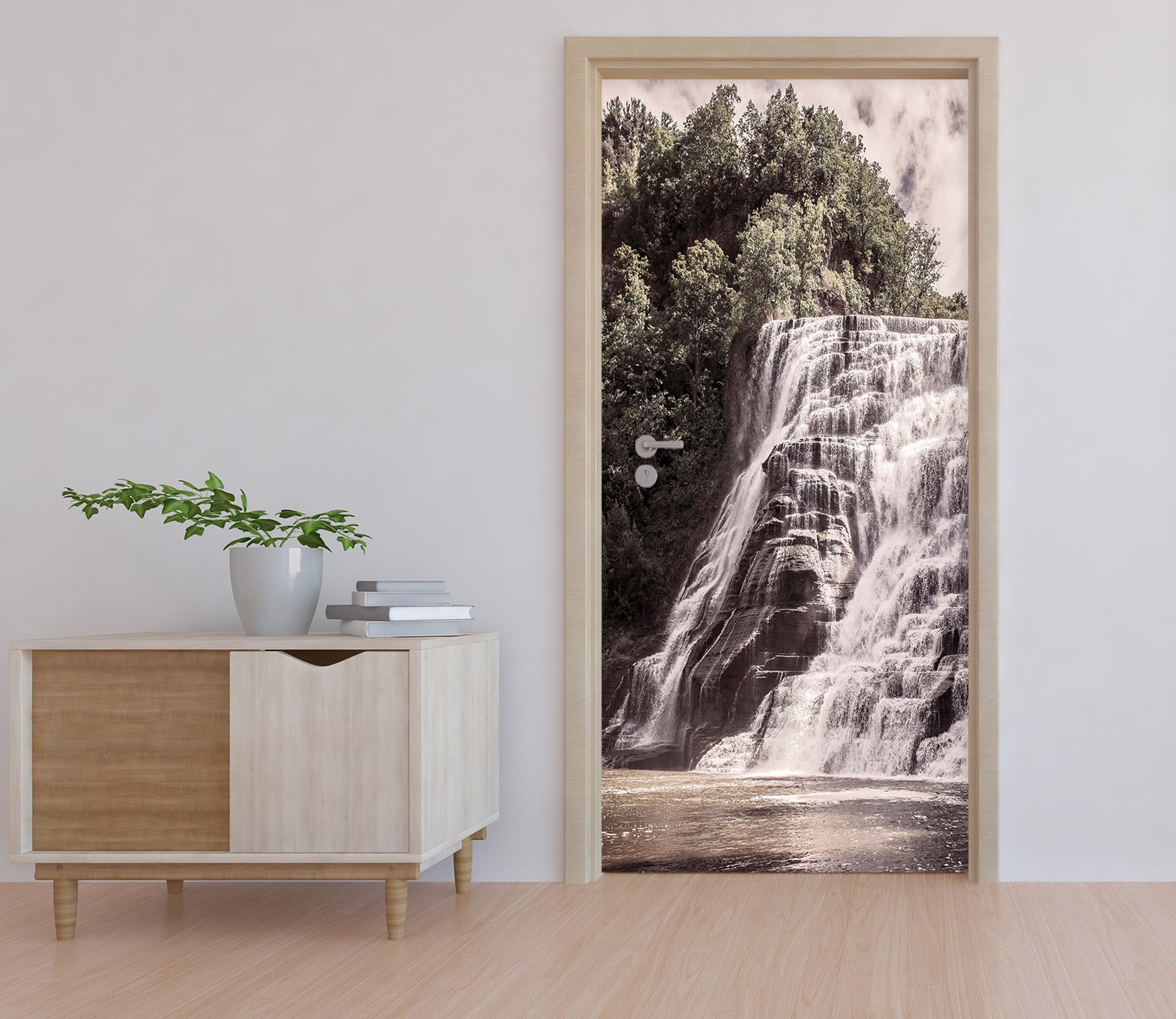 3D Forest Valley River 113 Door Mural