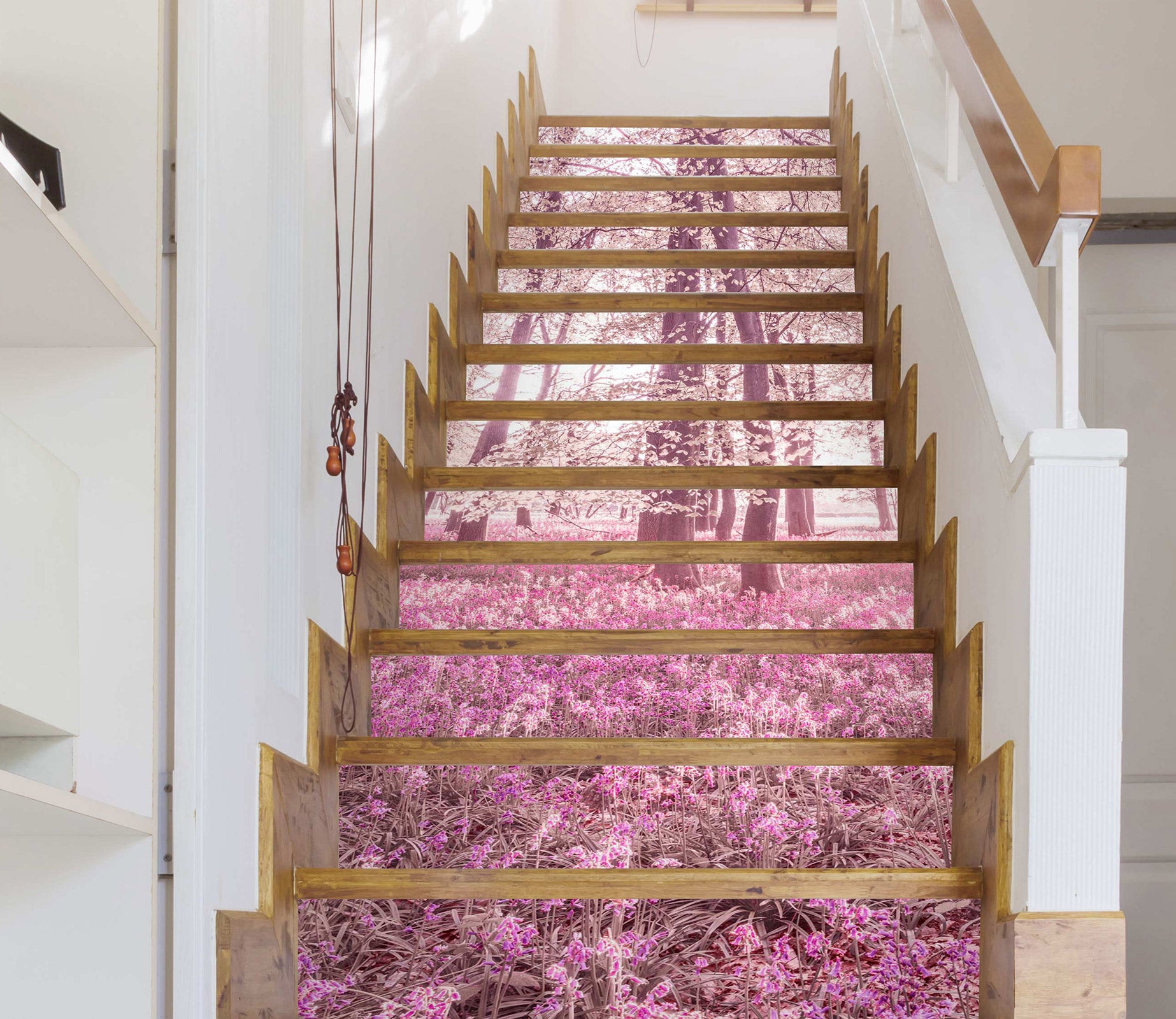 3D Woods Pink Flowers 10960 Assaf Frank Stair Risers