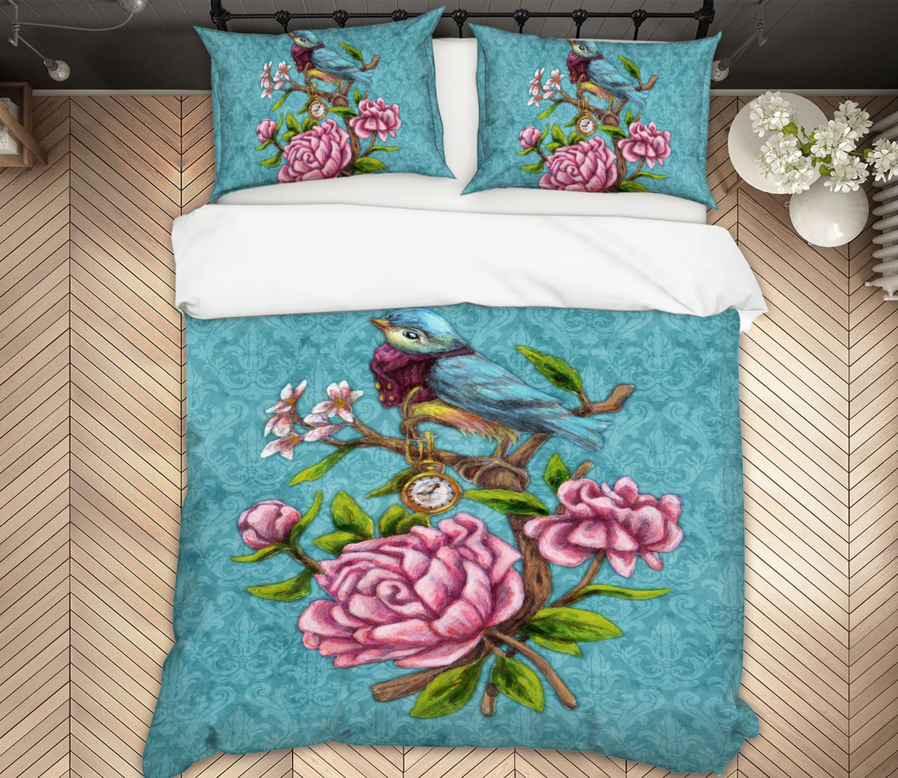 3D Pink Flower Bird 8821 Brigid Ashwood Bedding Bed Pillowcases Quilt Cover Duvet Cover