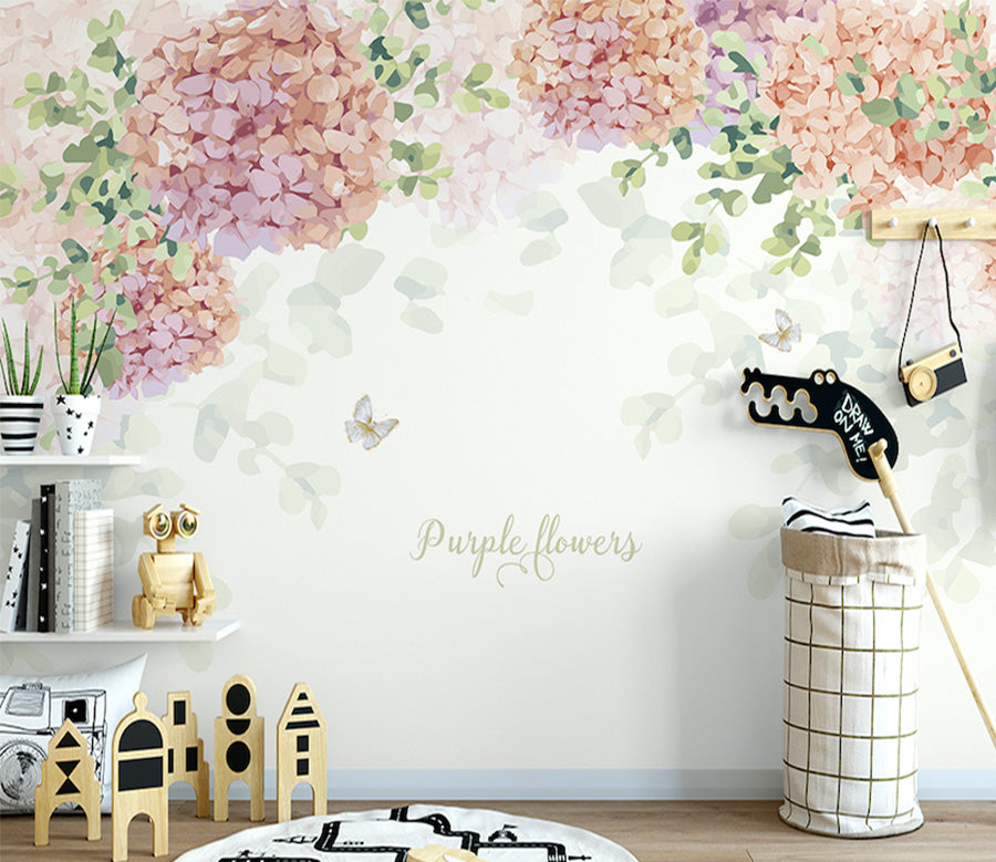 3D Pink Hydrangea WG203 Wall Murals