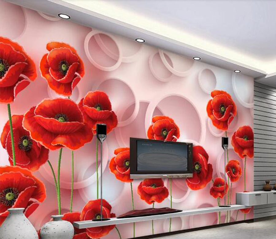 3D Bright Peony WC114 Wall Murals