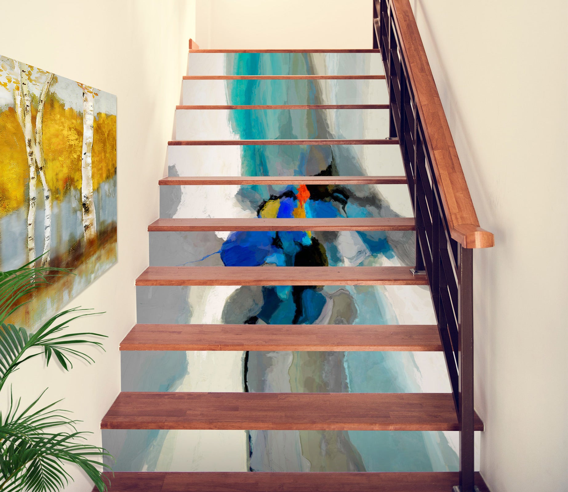 3D Blue Paint Texture 9453 Michael Tienhaara Stair Risers