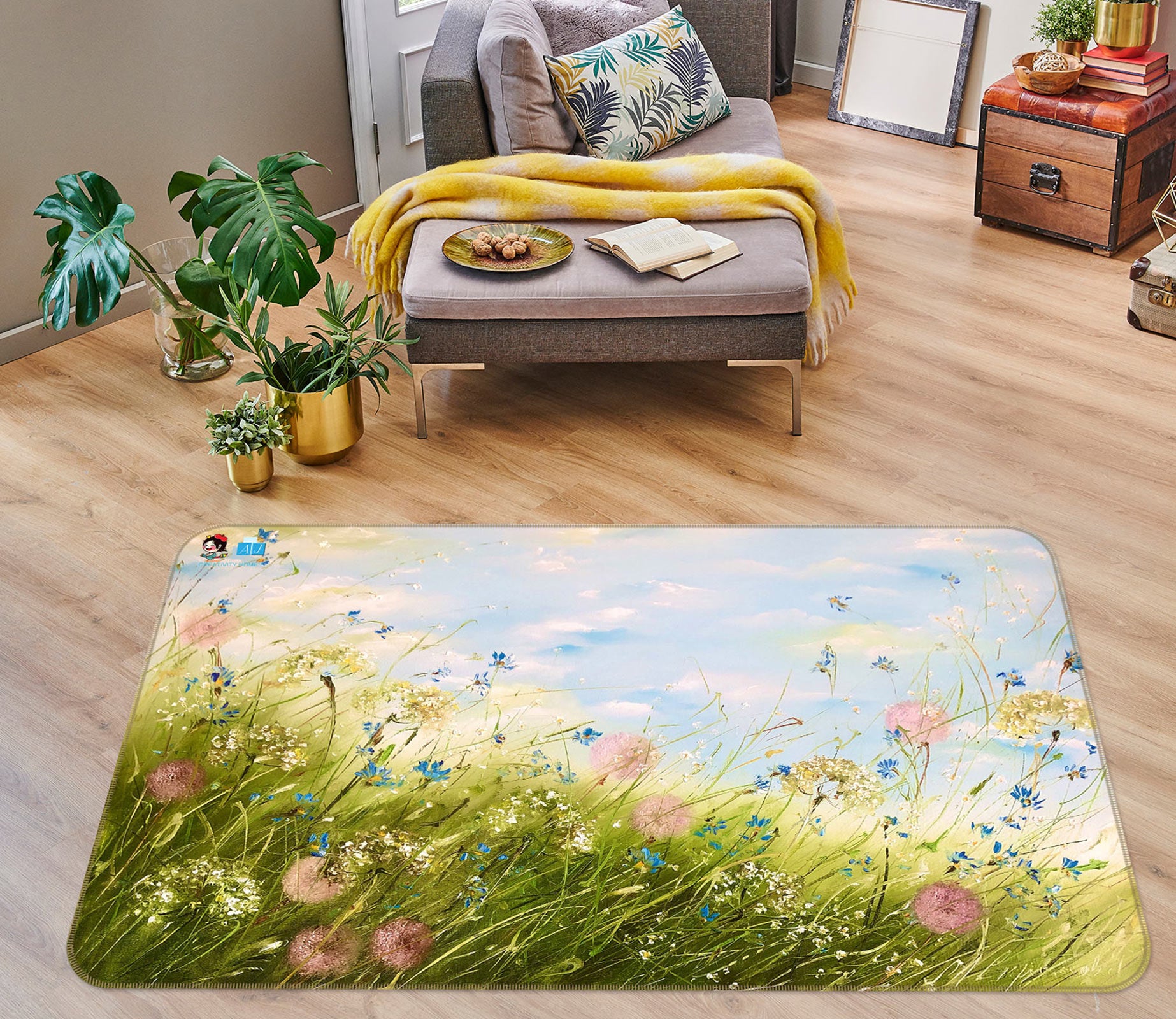 3D Grass Wildflowers 1144 Skromova Marina Rug Non Slip Rug Mat