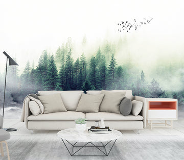 3D White Mist Forest WG029 Wall Murals