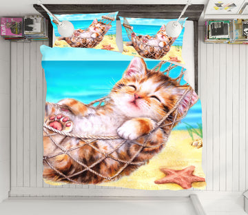 3D Beach Cat 5813 Kayomi Harai Bedding Bed Pillowcases Quilt Cover Duvet Cover