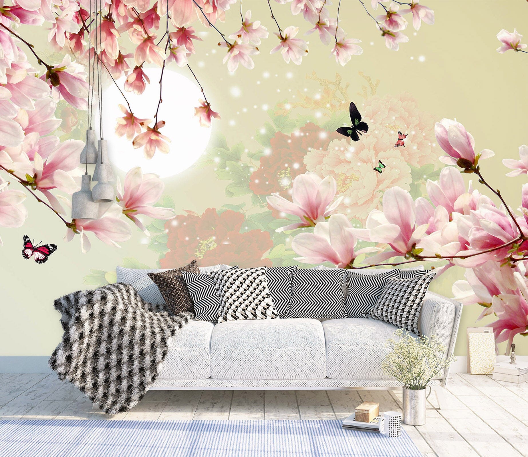 3D Magnolia Moon 1521 Wall Murals Wallpaper AJ Wallpaper 2 