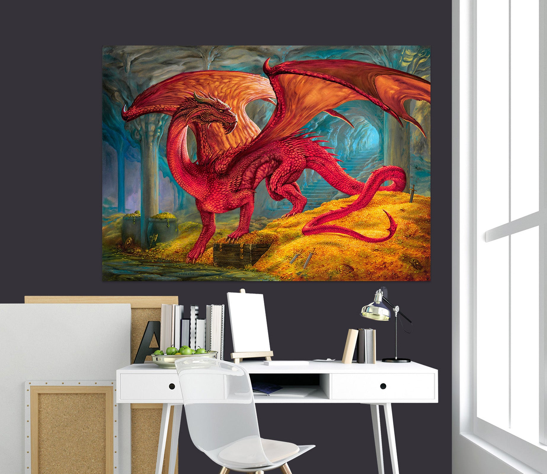 3D Dragon Red 8067 Ciruelo Wall Sticker