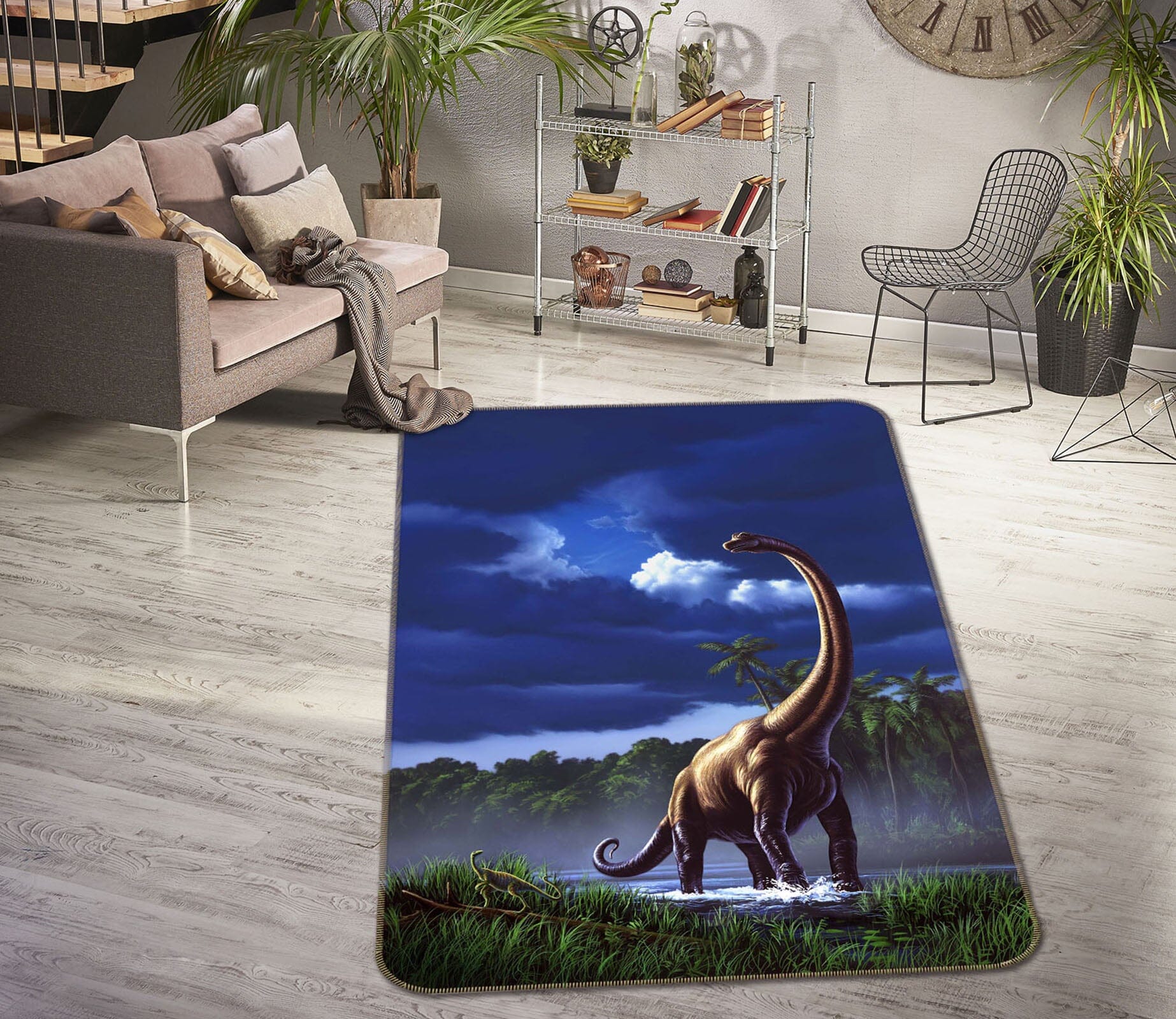 3D Thunderbolt Dinosaur 1067 Jerry LoFaro Rug Non Slip Rug Mat Mat AJ Creativity Home 