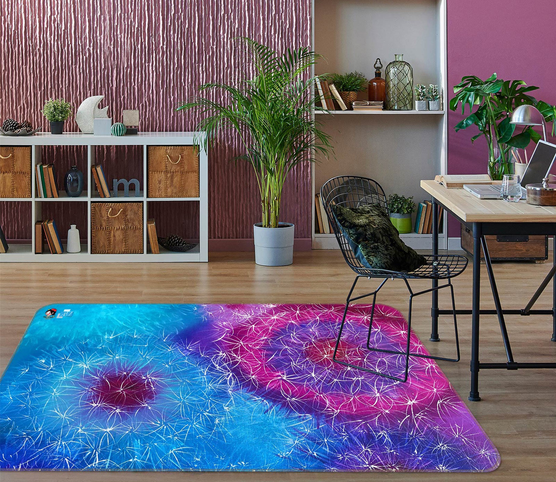 3D Purple Dandelion 1122 Skromova Marina Rug Non Slip Rug Mat