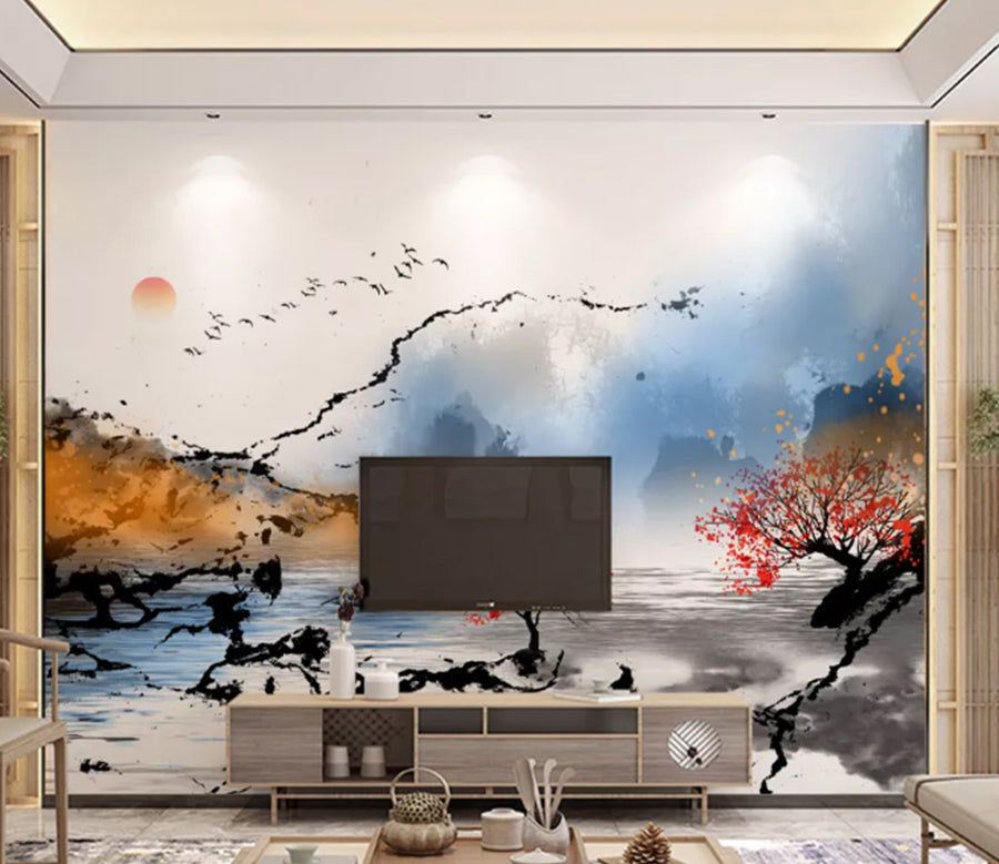 3D Red Tree WC1965 Wall Murals