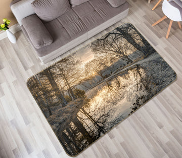 3D Snow Scene Tree 83258 Assaf Frank Rug Non Slip Rug Mat