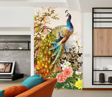 3D Flower Peacock 1875 Wall Murals