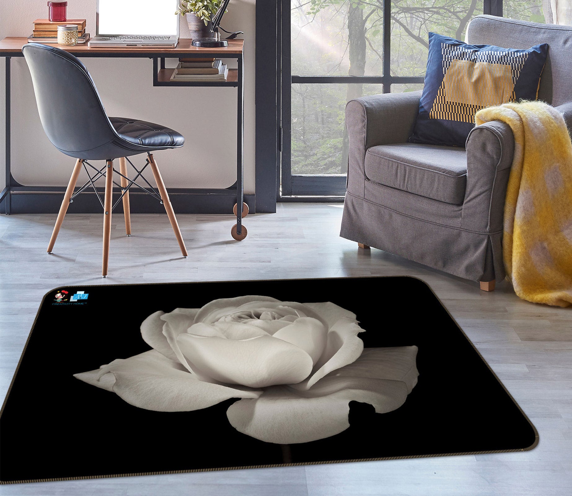 3D Elegant Rose 6808 Assaf Frank Rug Non Slip Rug Mat