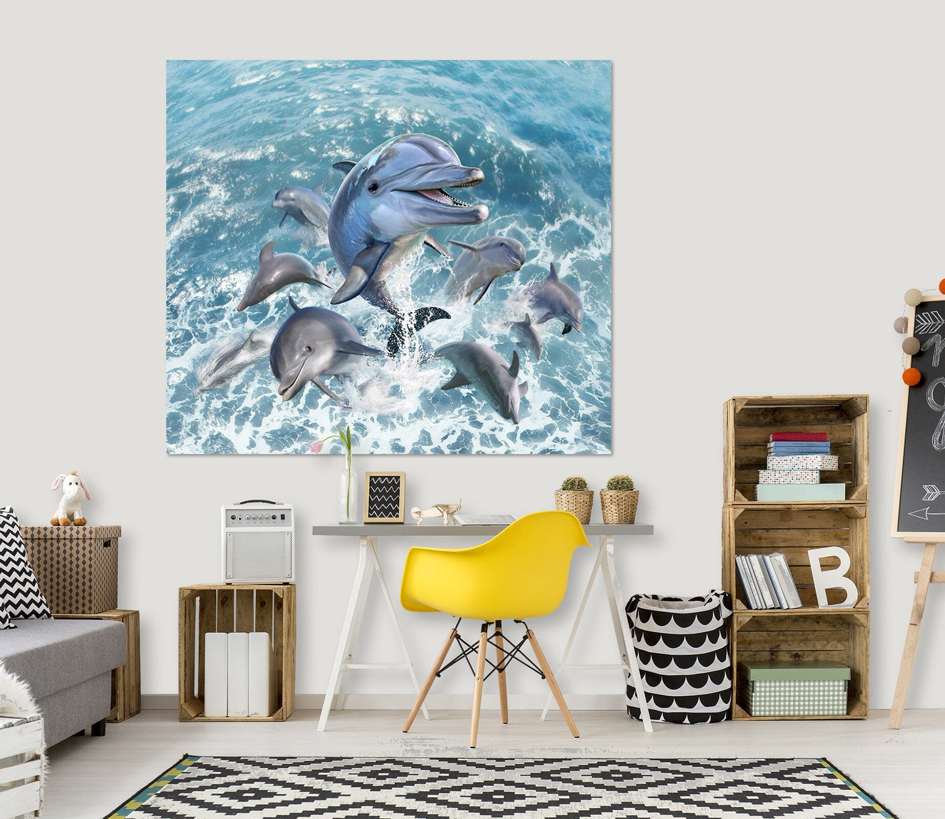 3D Dolphin Jump 015 Jerry LoFaro Wall Sticker Wallpaper AJ Wallpaper 2 