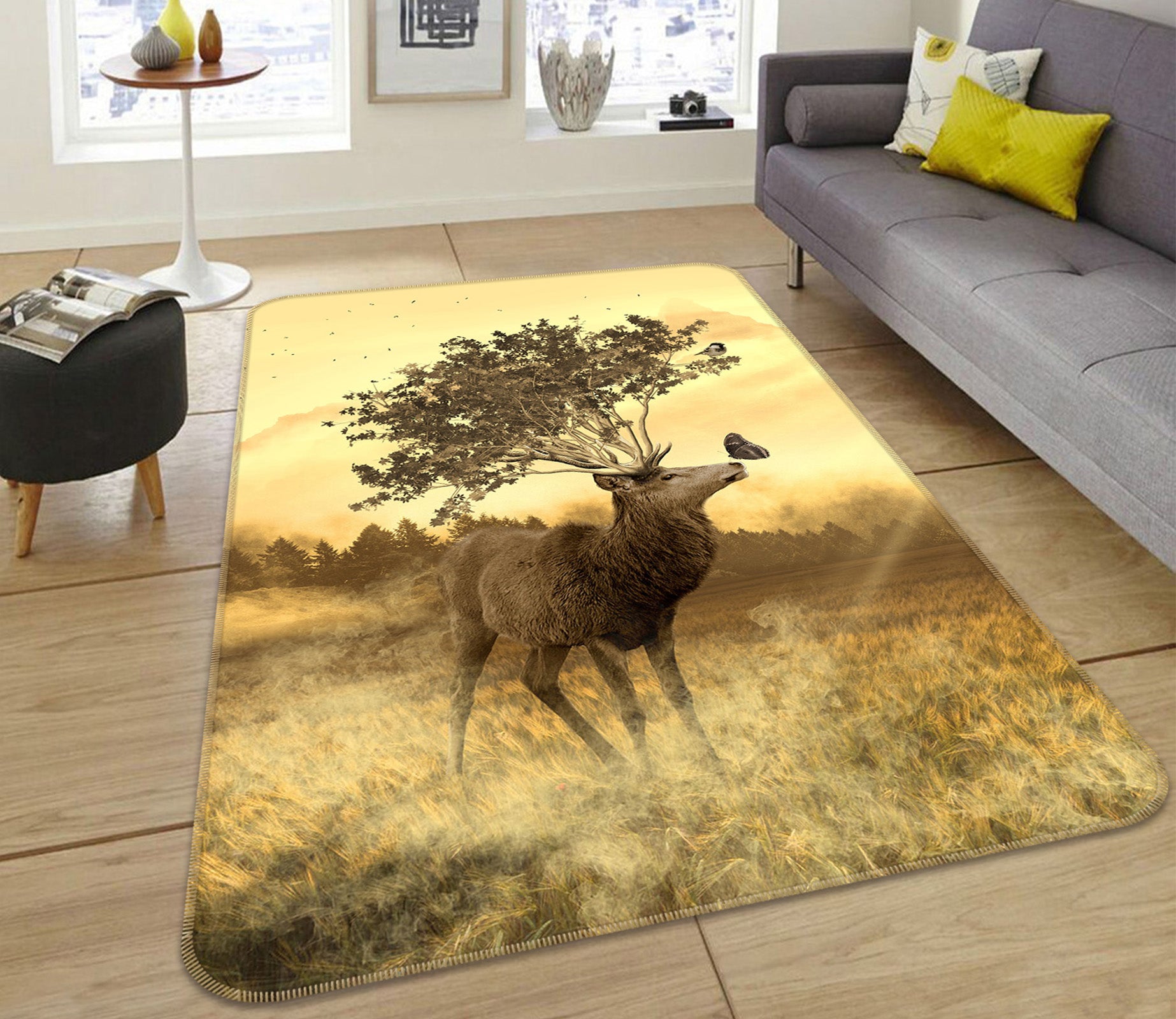 3D Trees Antelope 82177 Animal Non Slip Rug Mat