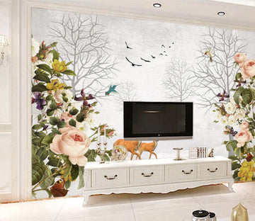 3D Rose Deer WC165 Wall Murals